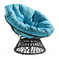 OSP Home Furnishings BF25292-BL Papasan Chair with Blue cushion and Grey Frame